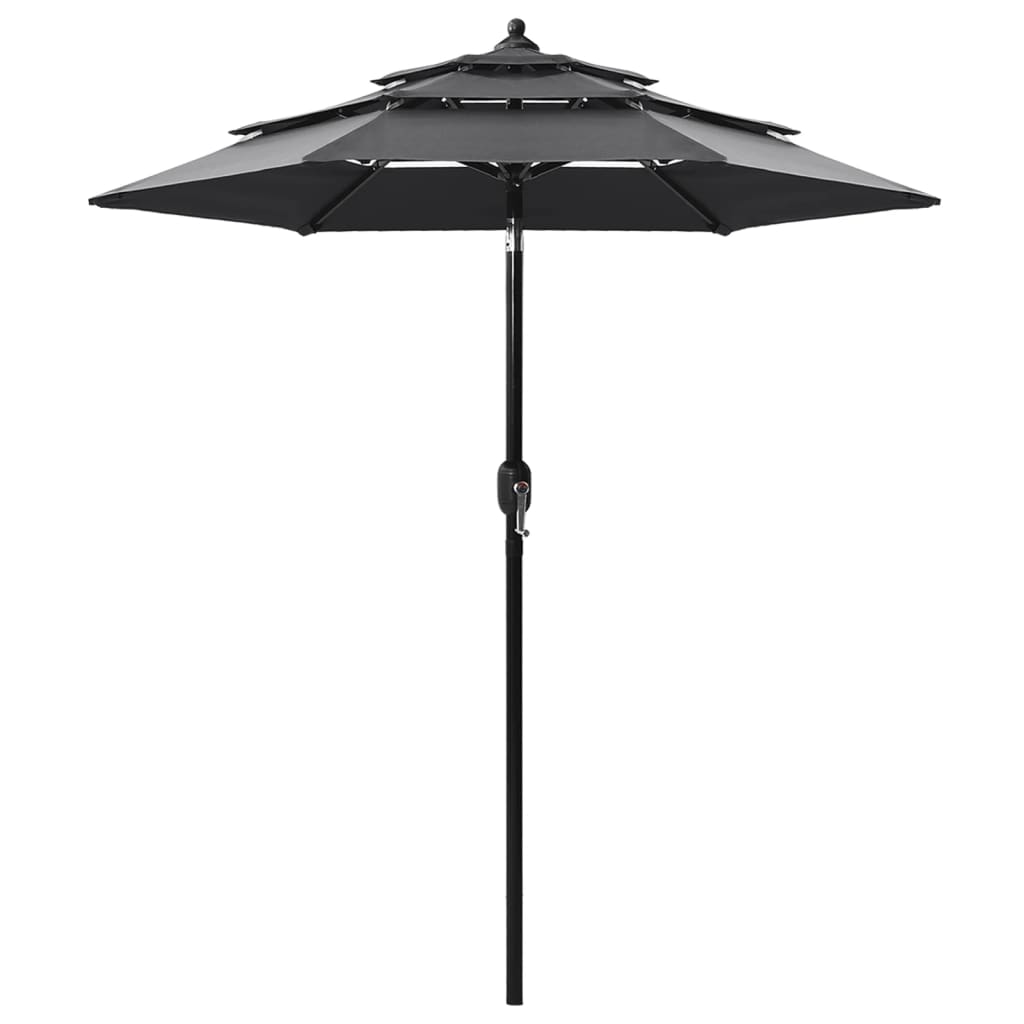 VidaXL Sonnenschirm, 3-stöckig, mit Aluminiumstange, 2 m, anthrazitfarben