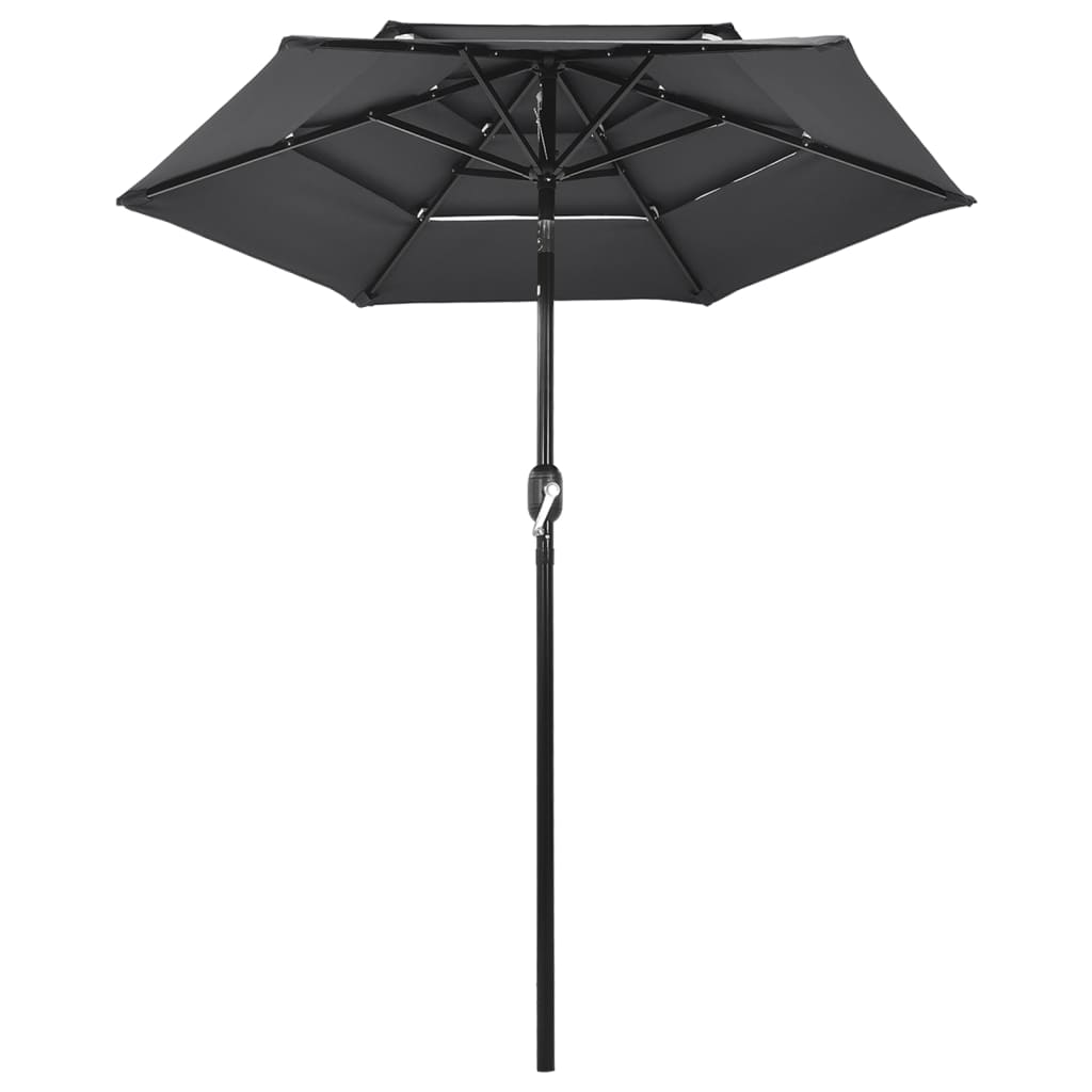 VidaXL Sonnenschirm, 3-stöckig, mit Aluminiumstange, 2 m, anthrazitfarben