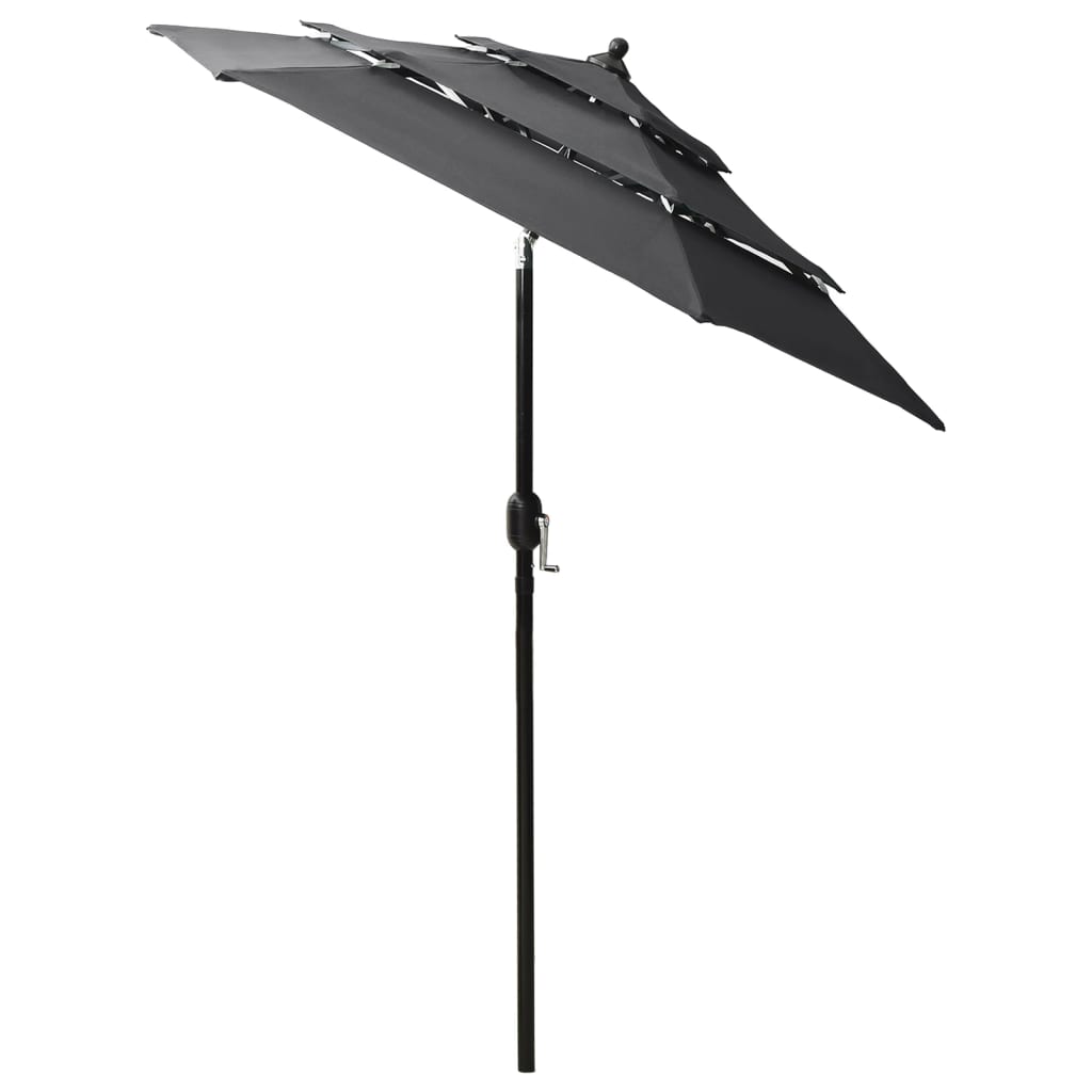 VidaXL Sonnenschirm, 3-stöckig, mit Aluminiumstange, 2 m, anthrazitfarben
