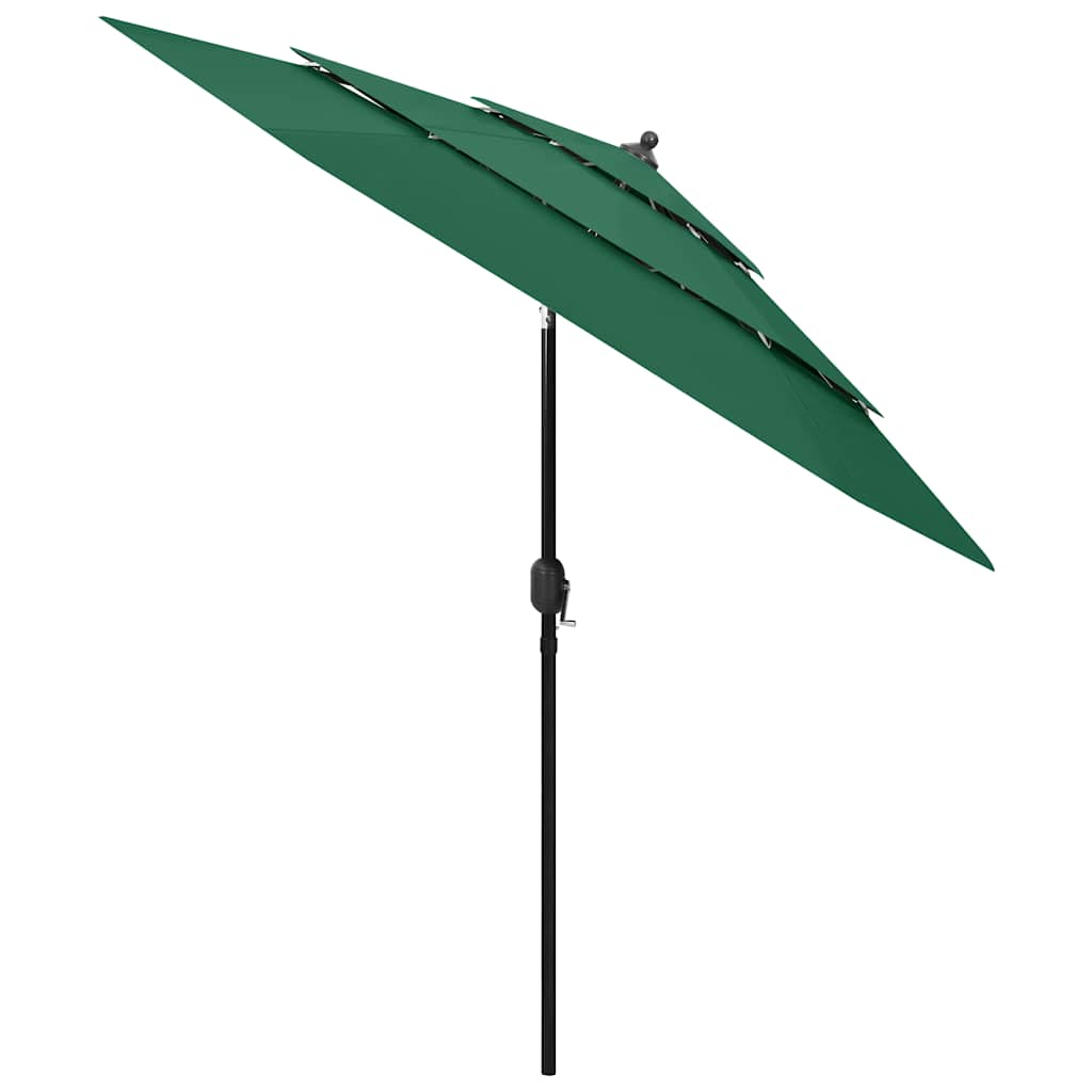 VidaXL Sonnenschirm, 3-stöckig, mit Aluminiumstange, 2,5 m, grün
