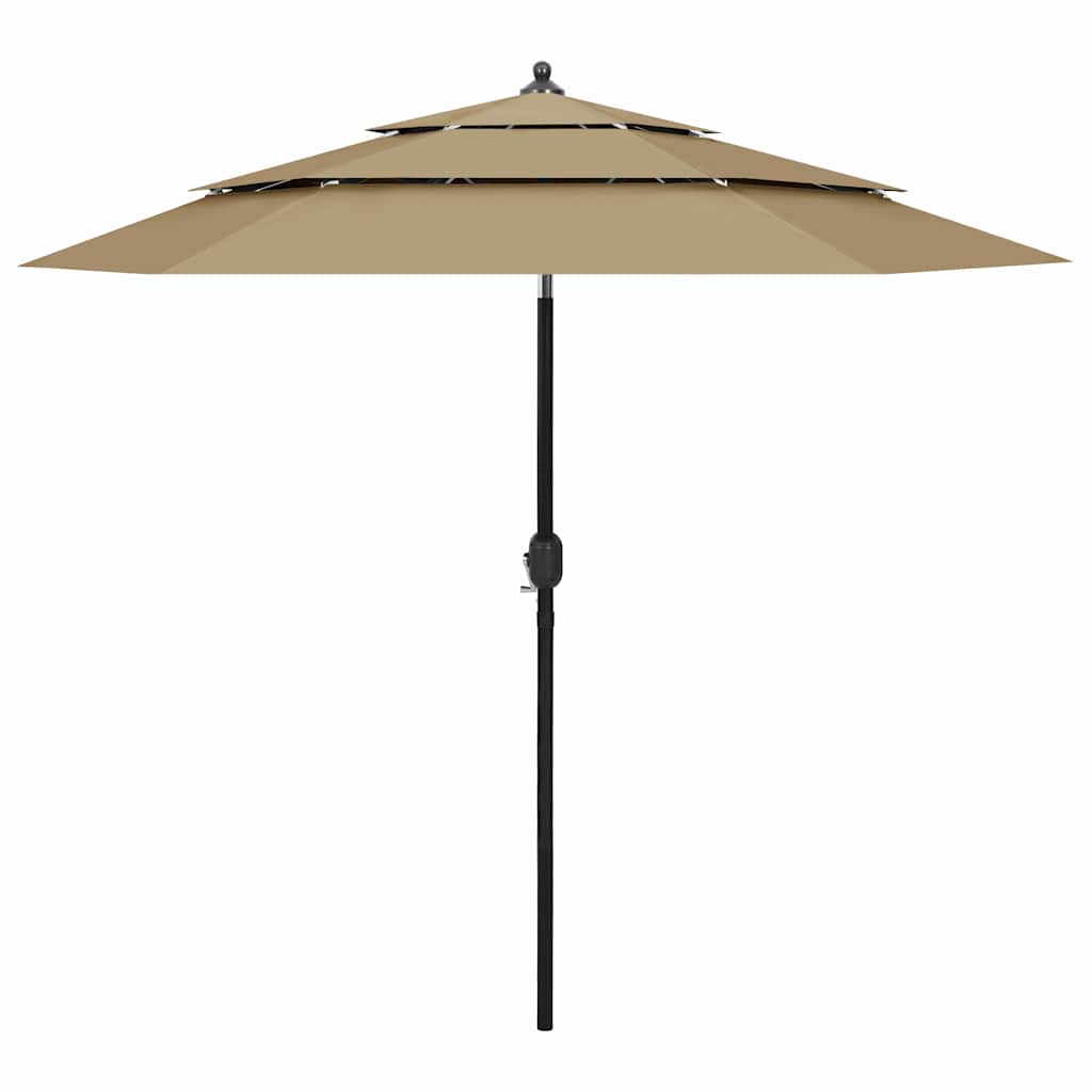 VidaXL Sonnenschirm, 3-stöckig, mit Aluminiumstange, 2,5 m, taupe