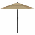 VidaXL Sonnenschirm, 3-stöckig, mit Aluminiumstange, 2,5 m, taupe