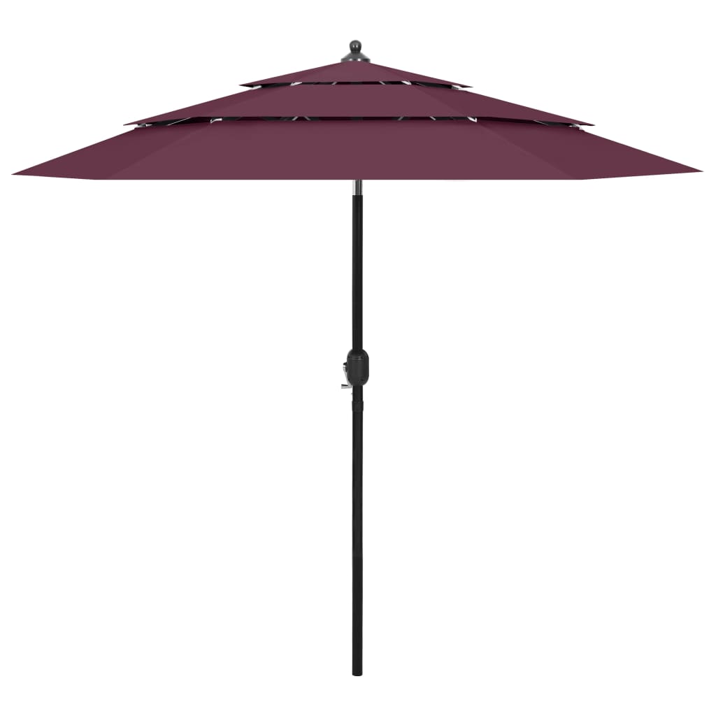 VidaXL 3-stufiger Sonnenschirm mit Aluminiumstange, 2,5 m, Burgunderrot