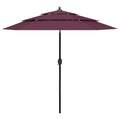 VidaXL 3-stufiger Sonnenschirm mit Aluminiumstange, 2,5 m, Burgunderrot