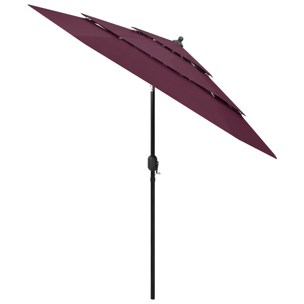 VidaXL 3-stufiger Sonnenschirm mit Aluminiumstange, 2,5 m, Burgunderrot