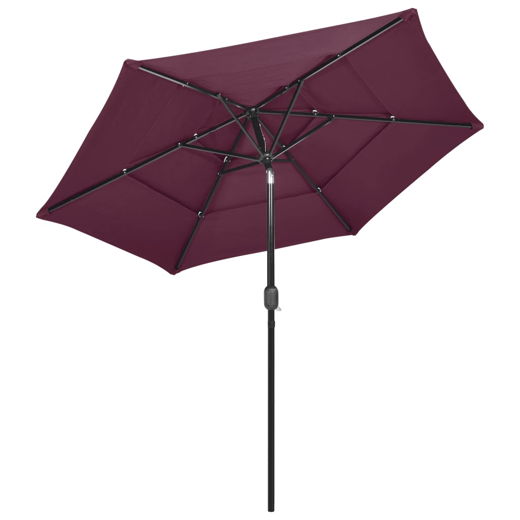 VidaXL 3-stufiger Sonnenschirm mit Aluminiumstange, 2,5 m, Burgunderrot