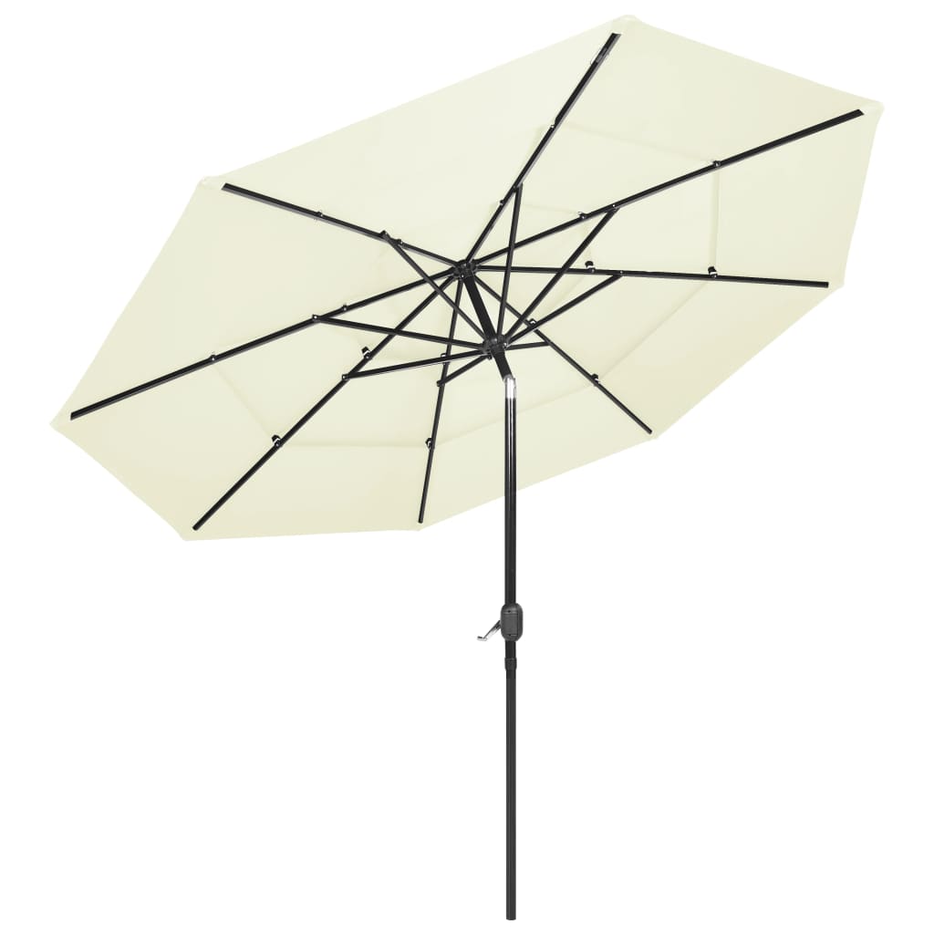 Vidaxl Sonnenschirm, 3-stielig, mit Aluminiumstange, 3 m, sandfarben