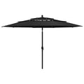 Vidaxl parasol 3-laags met aluminium paal 3,5 m zwart