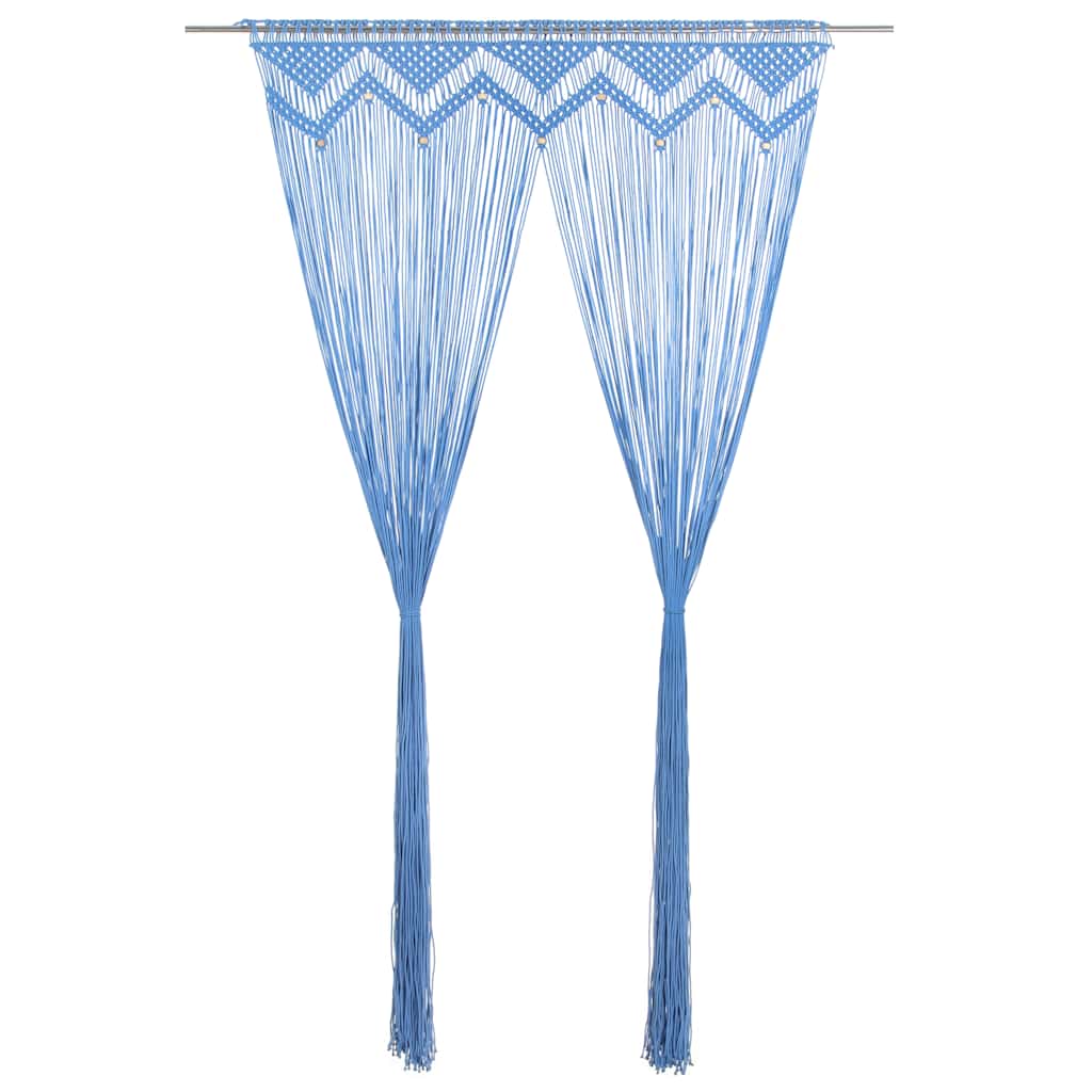 Vidaxl gordijn macramé 140x240 cm katoen blauw