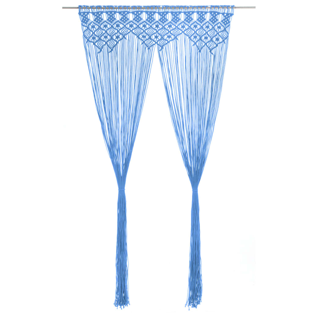 VidaXL Makramee-Gardine 140x240 cm Baumwolle Blau