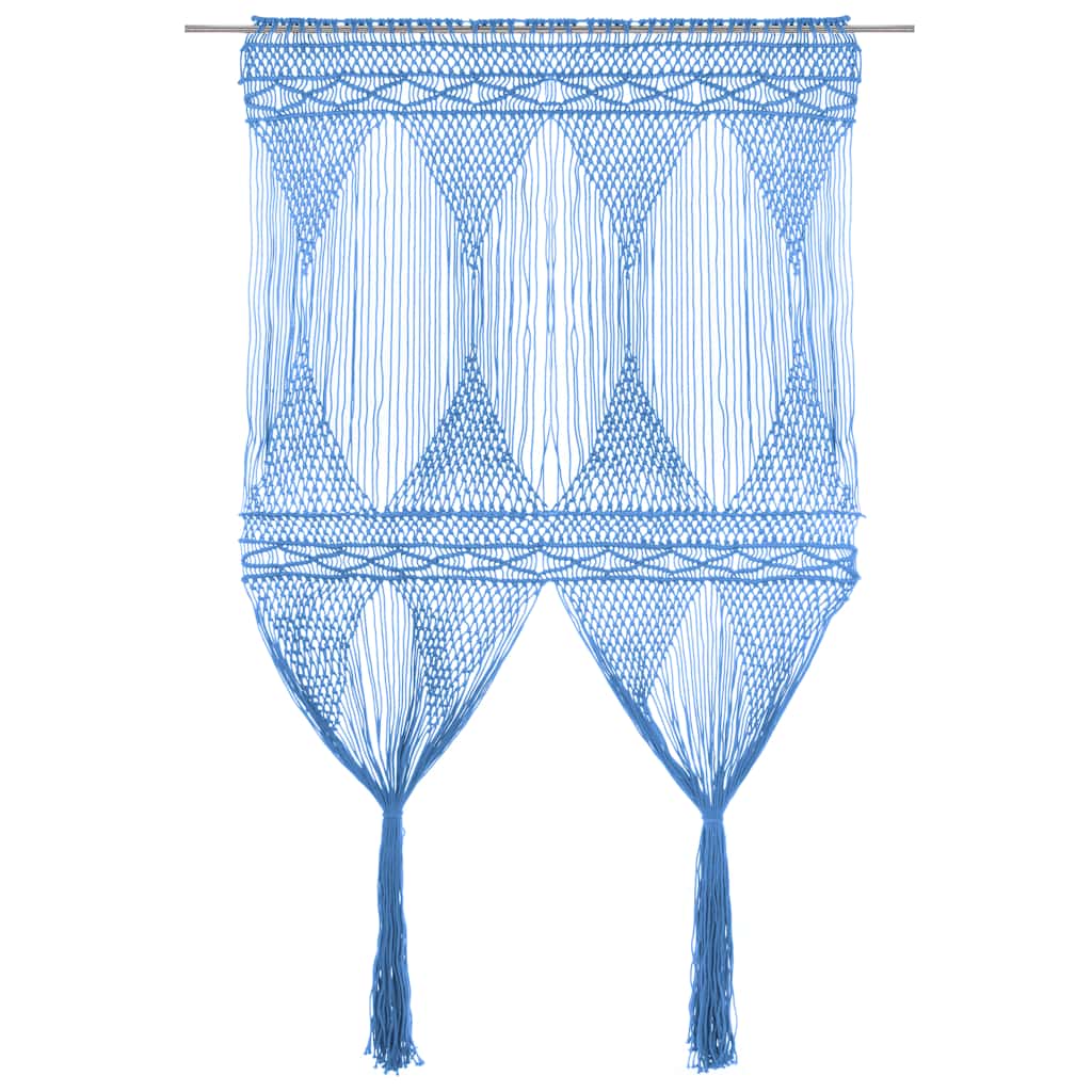 VidaXL Makramee-Gardine 140x240 cm Baumwolle Blau