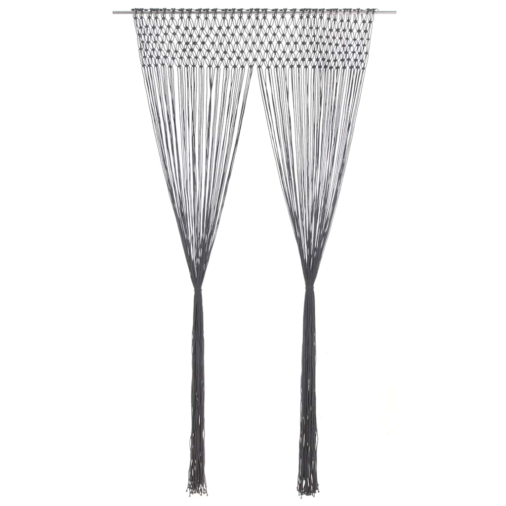 VidaXL Makramee-Gardine 140x240 cm Baumwolle Anthrazit