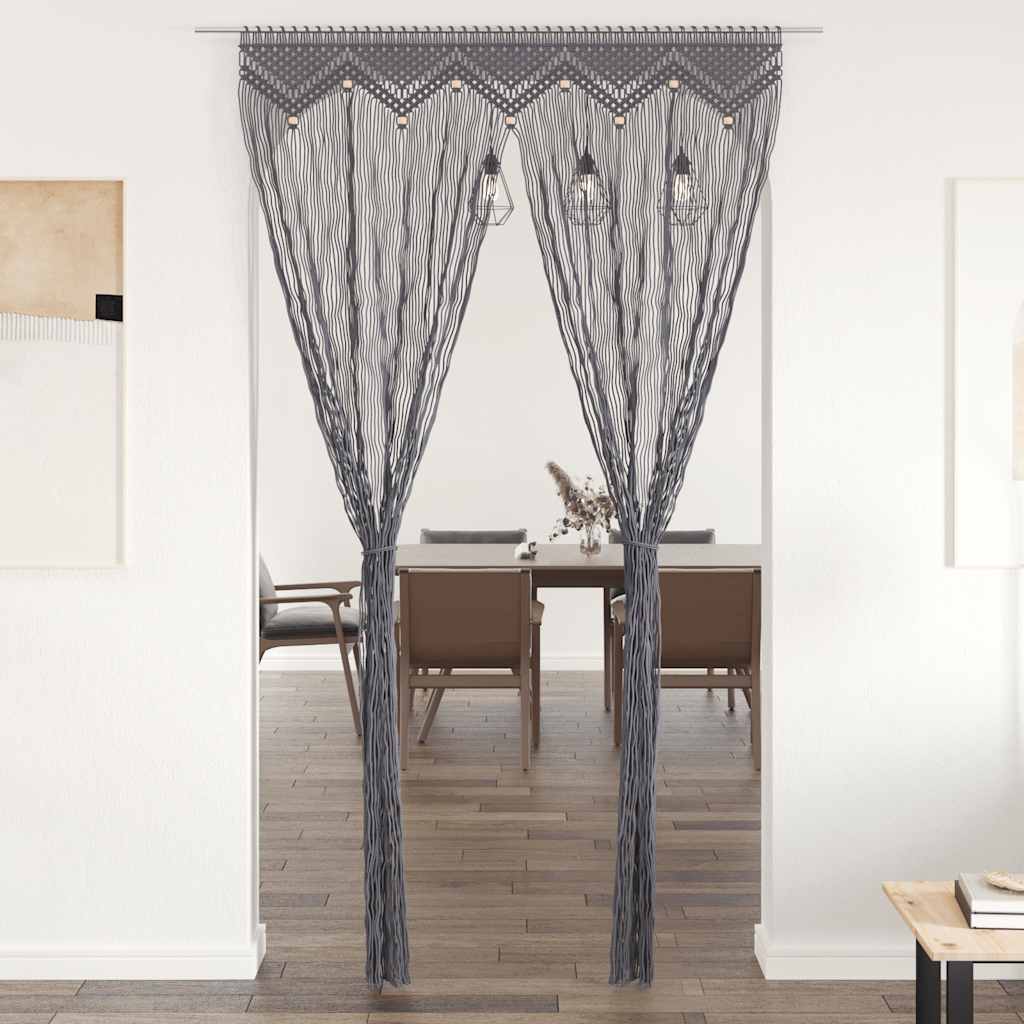 VidaXL Makramee-Gardine 140x240 cm Baumwolle Anthrazit