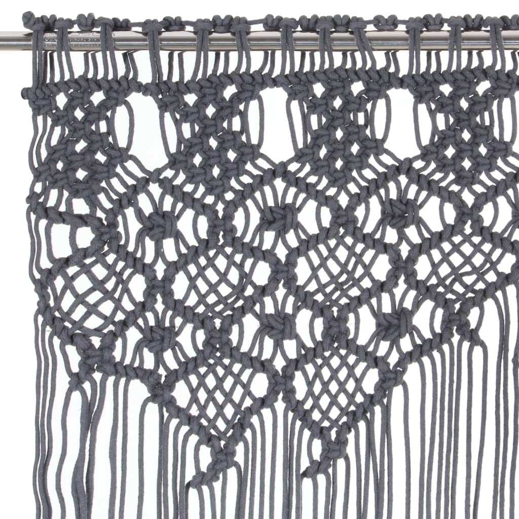 VidaXL Makramee-Gardine 140x240 cm Baumwolle Anthrazit