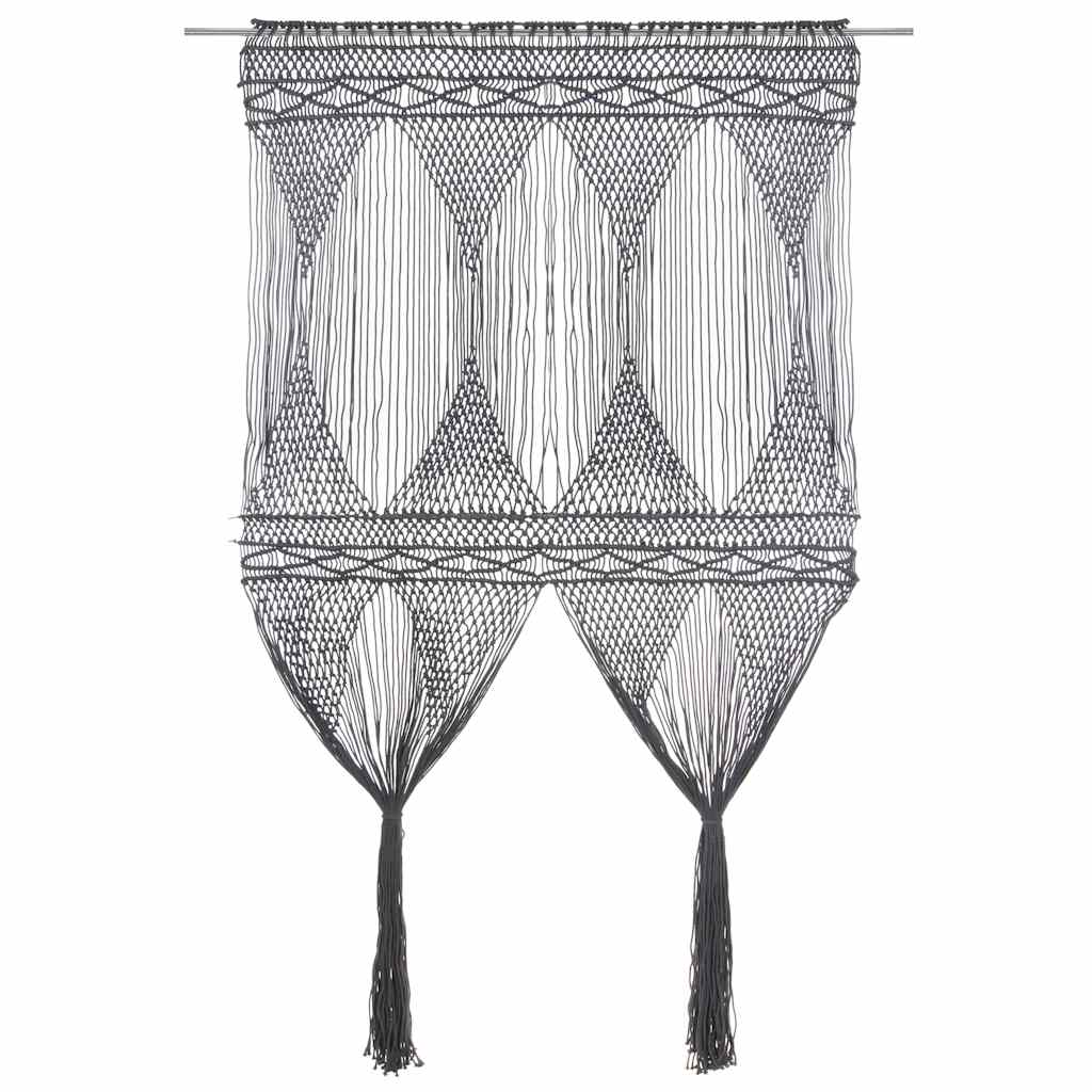 VidaXL Makramee-Gardine 140x240 cm Baumwolle Anthrazit