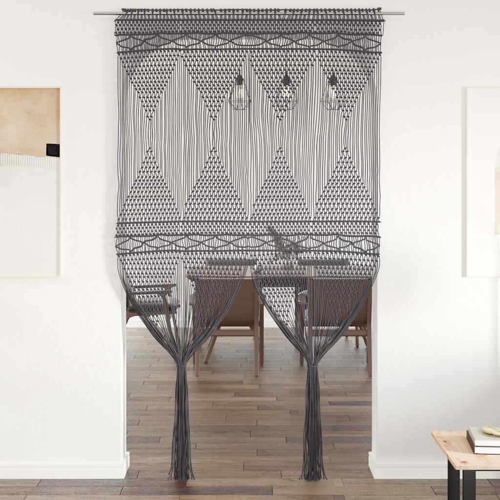 VidaXL Makramee-Gardine 140x240 cm Baumwolle Anthrazit