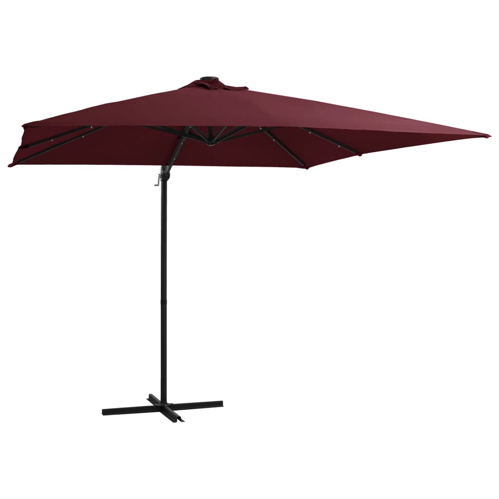VidaXL Sonnenschirm mit LED-Beleuchtung, 250 x 250 cm, Bordeauxrot