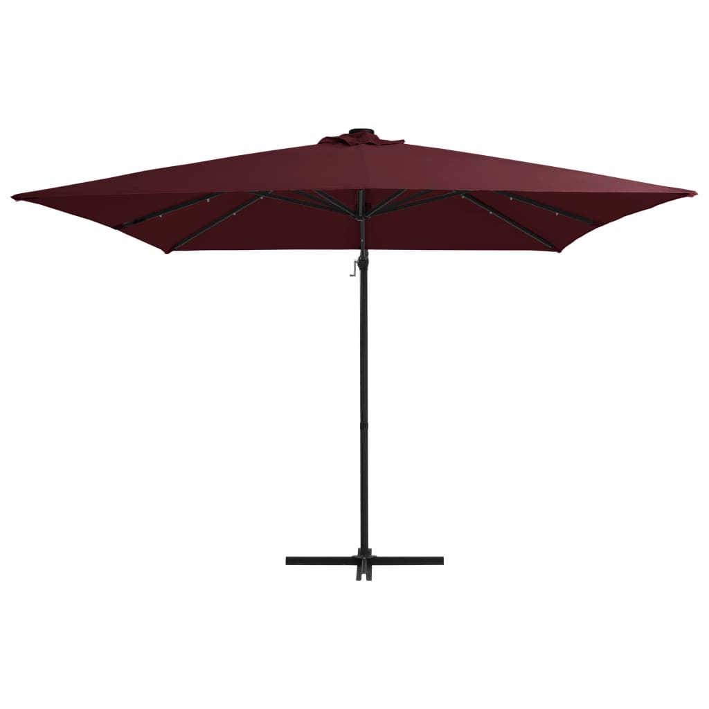 VidaXL Sonnenschirm mit LED-Beleuchtung, 250 x 250 cm, Bordeauxrot