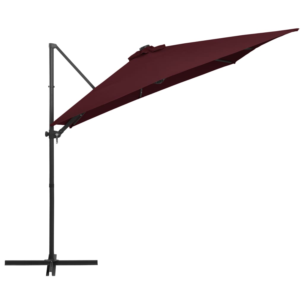 VidaXL Sonnenschirm mit LED-Beleuchtung, 250 x 250 cm, Bordeauxrot