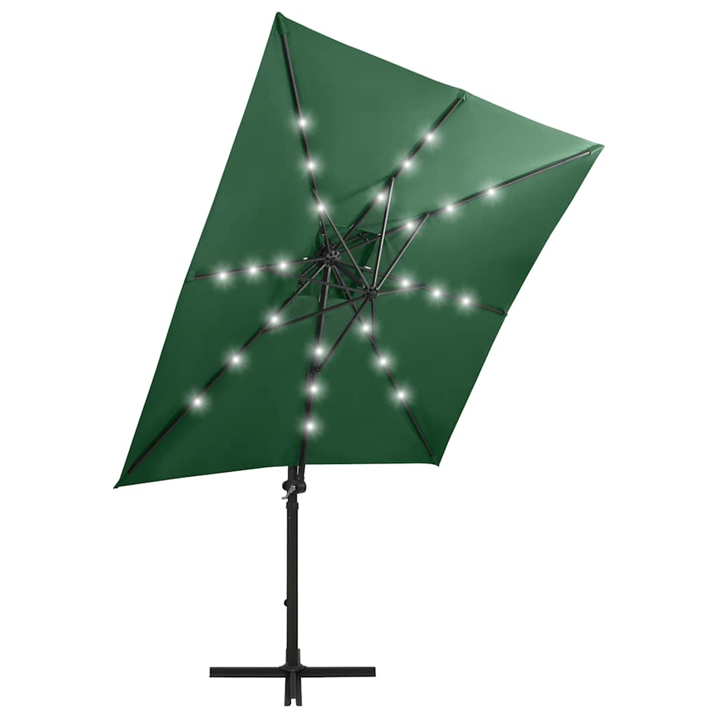 Vidaxl - Sonnenschirm mit Stange und LED-Beleuchtung, 250 cm, Grün