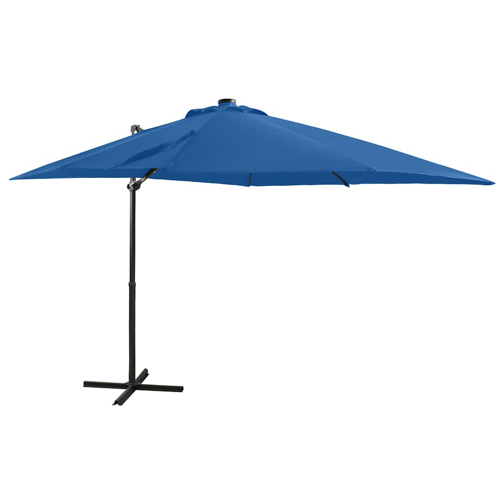 VidaXL Sonnenschirm mit Stange und LED-Beleuchtung, 250 cm, Azurblau