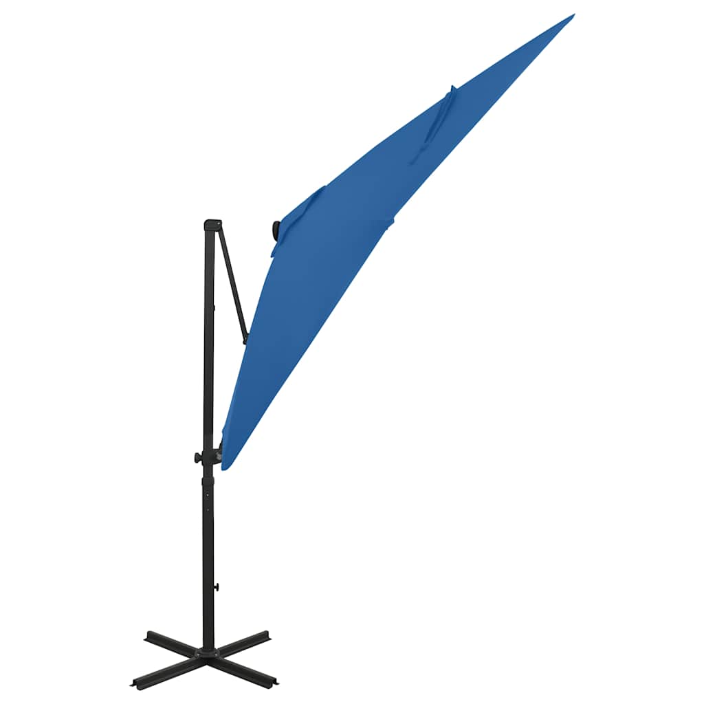 VidaXL Sonnenschirm mit Stange und LED-Beleuchtung, 250 cm, Azurblau