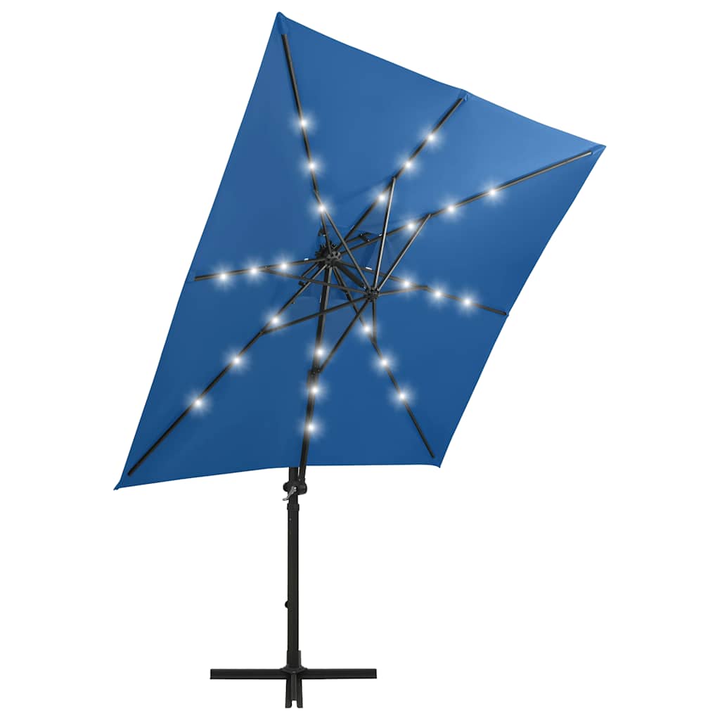 VidaXL Sonnenschirm mit Stange und LED-Beleuchtung, 250 cm, Azurblau