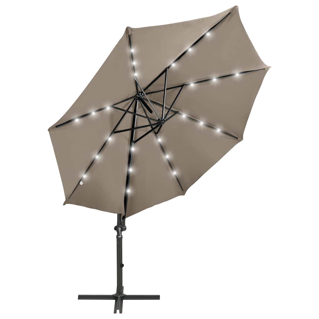 Vidaxl - Sonnenschirm mit Stange und LED-Beleuchtung, 300 cm, Taupe