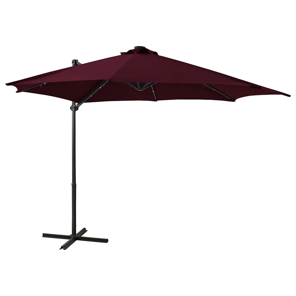 VidaXL Sonnenschirm mit Stange und LED-Beleuchtung, 300 cm, Bordeauxrot