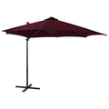 VidaXL Sonnenschirm mit Stange und LED-Beleuchtung, 300 cm, Bordeauxrot
