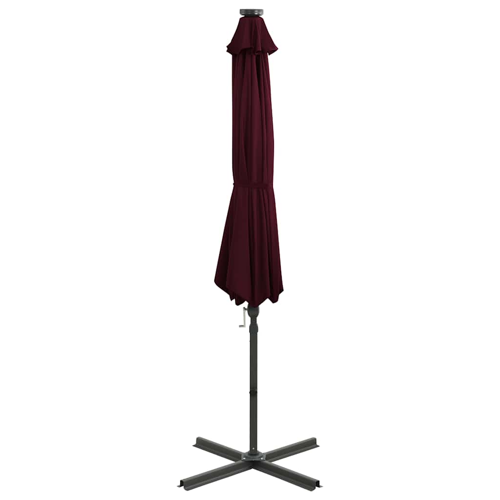 VidaXL Sonnenschirm mit Stange und LED-Beleuchtung, 300 cm, Bordeauxrot