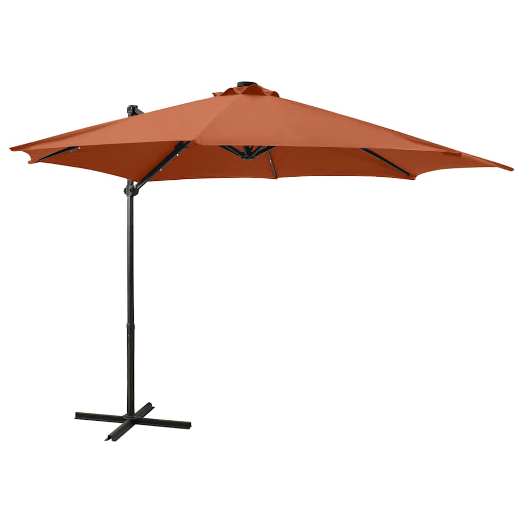 Vidaxl - Sonnenschirm mit Stange und LED-Beleuchtung, 300 cm, Terrakotta