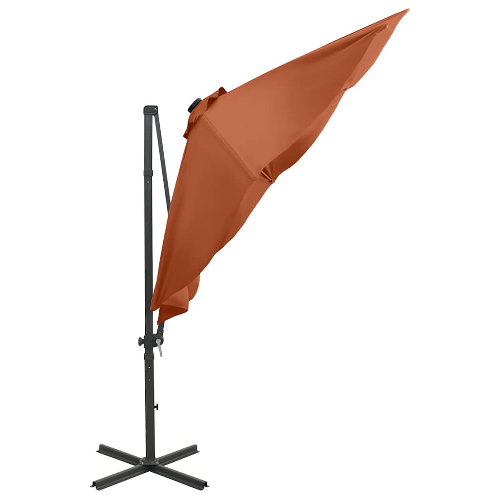 Vidaxl - Sonnenschirm mit Stange und LED-Beleuchtung, 300 cm, Terrakotta