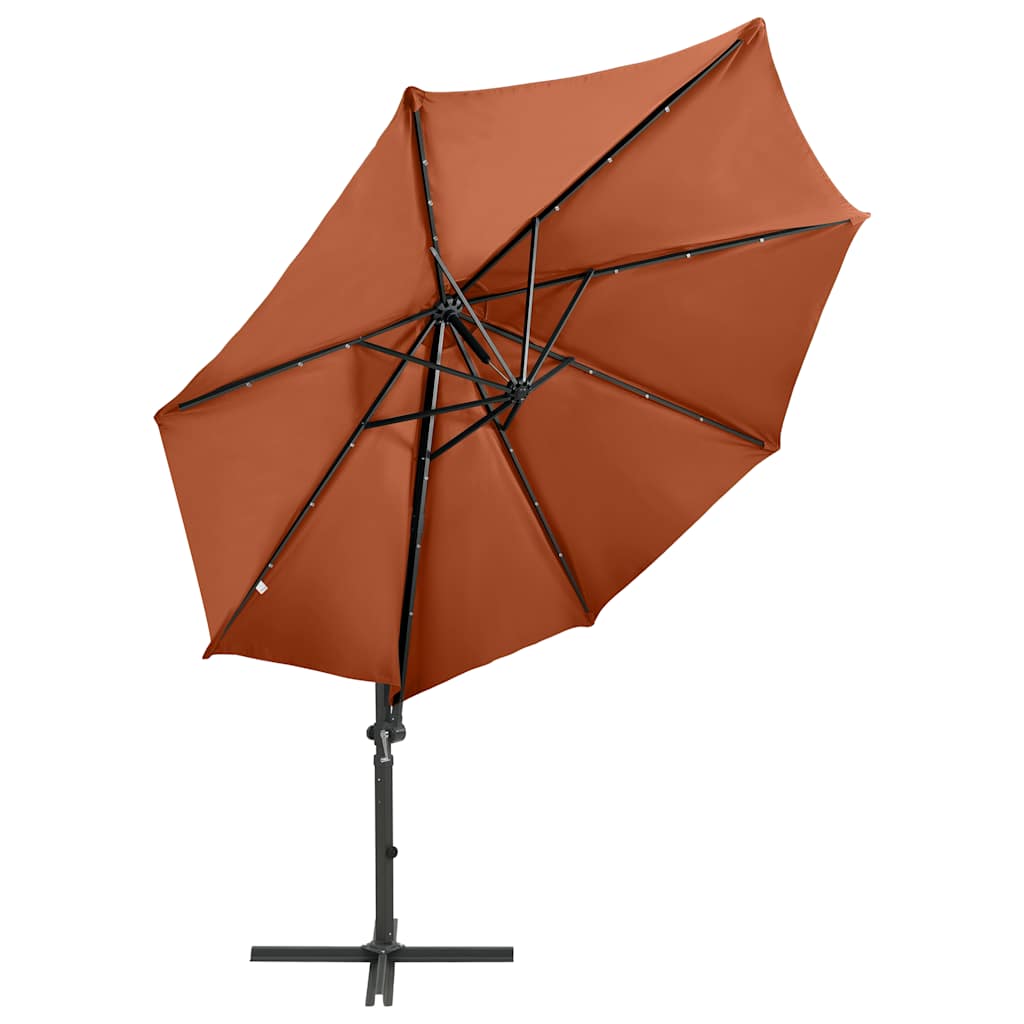 Vidaxl - Sonnenschirm mit Stange und LED-Beleuchtung, 300 cm, Terrakotta