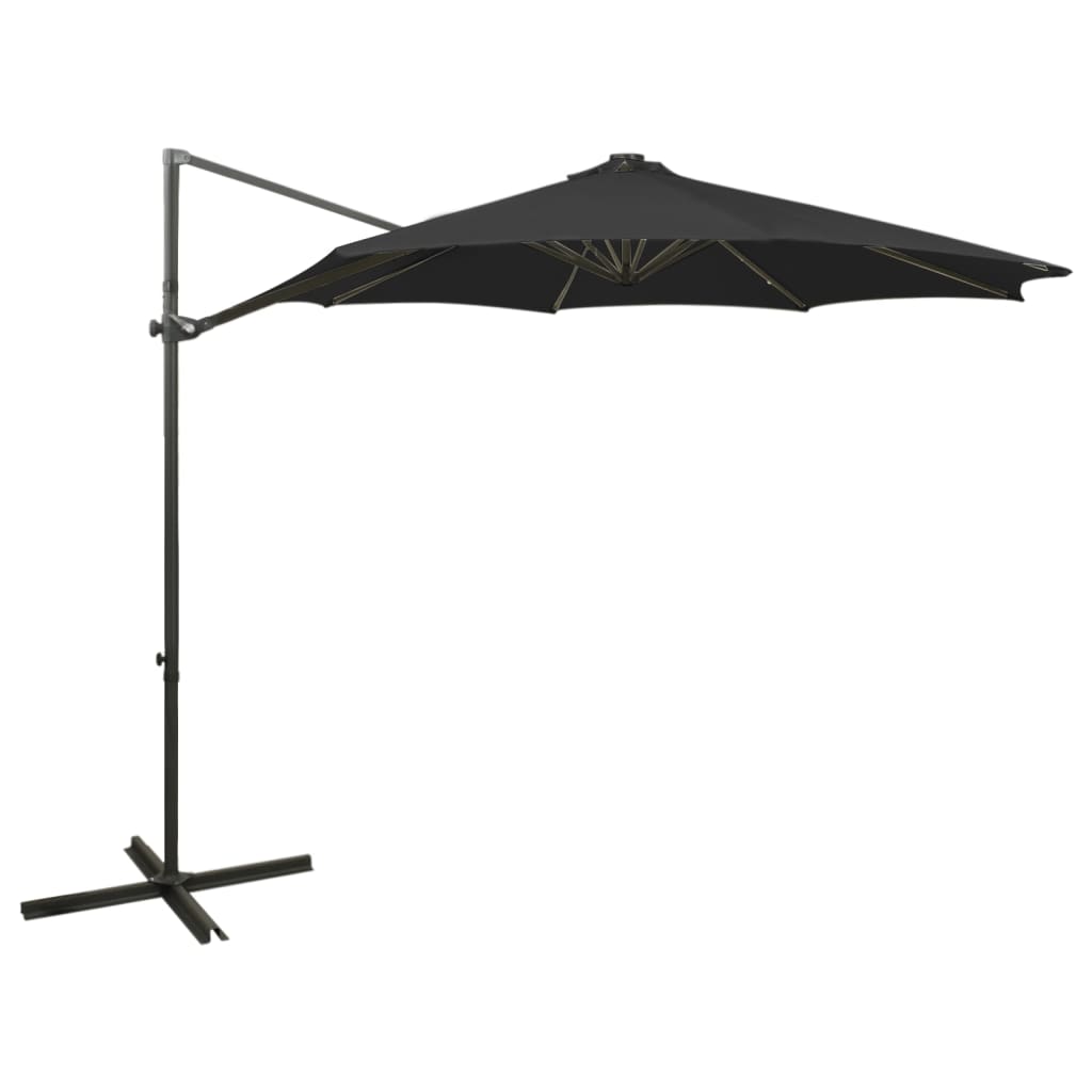 VidaXL Sonnenschirm mit Stange und LED-Beleuchtung, 300 cm, Schwarz