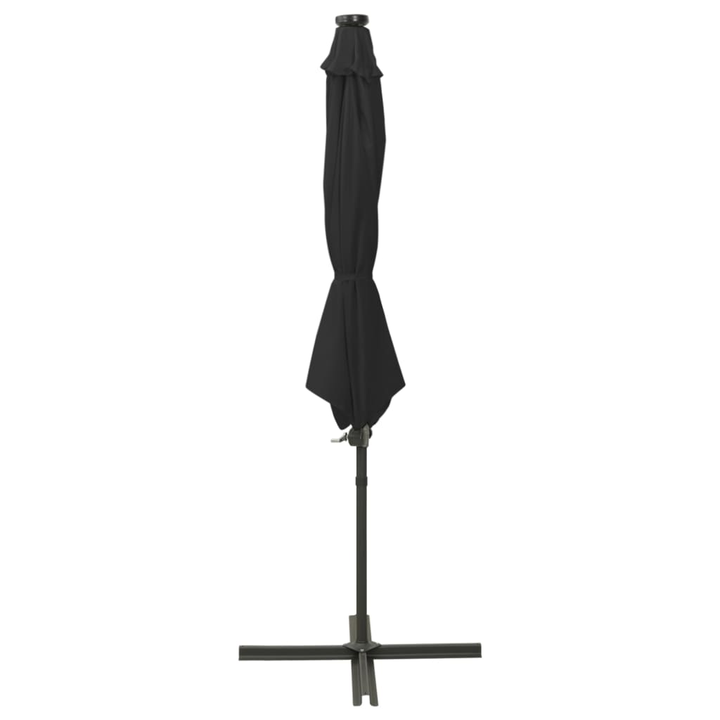 VidaXL Sonnenschirm mit Stange und LED-Beleuchtung, 300 cm, Schwarz