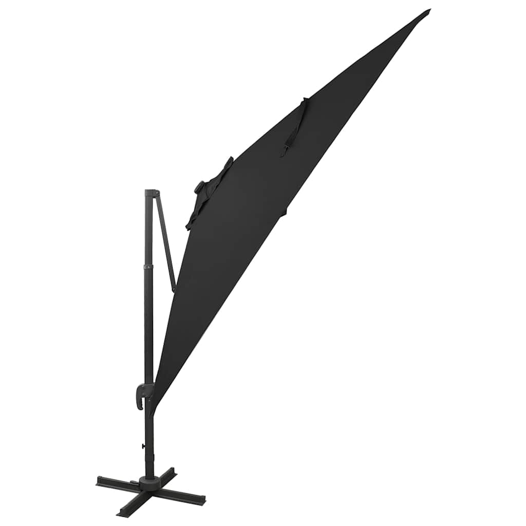 VidaXL Sonnenschirm mit Stange und LED-Beleuchtung, 300 cm, Schwarz