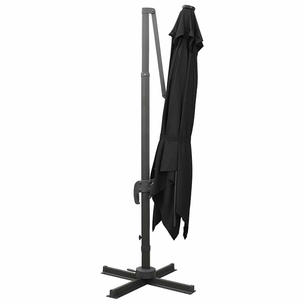 VidaXL Sonnenschirm mit Stange und LED-Beleuchtung, 300 cm, Schwarz