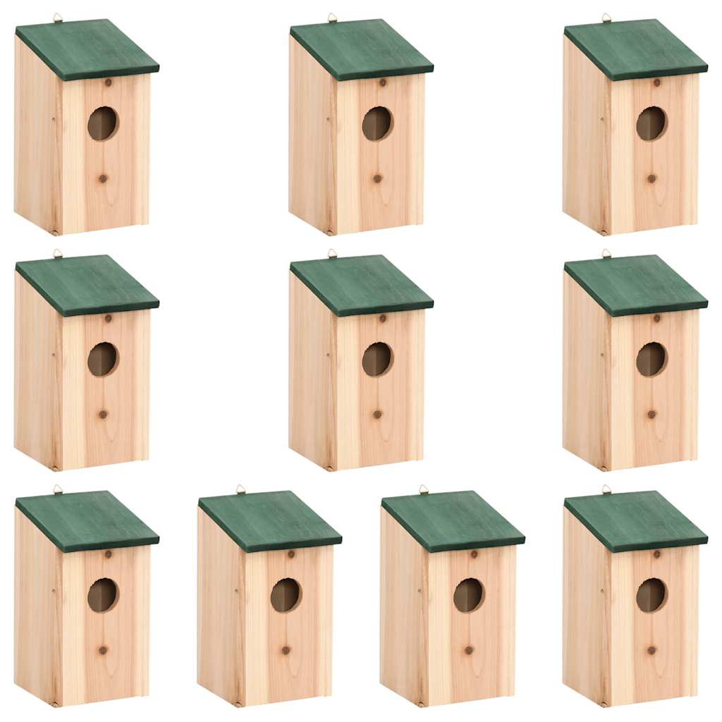 VidaXL Vogelhäuser, 10 Stück, 12 x 12 x 22 cm, massives Kiefernholz