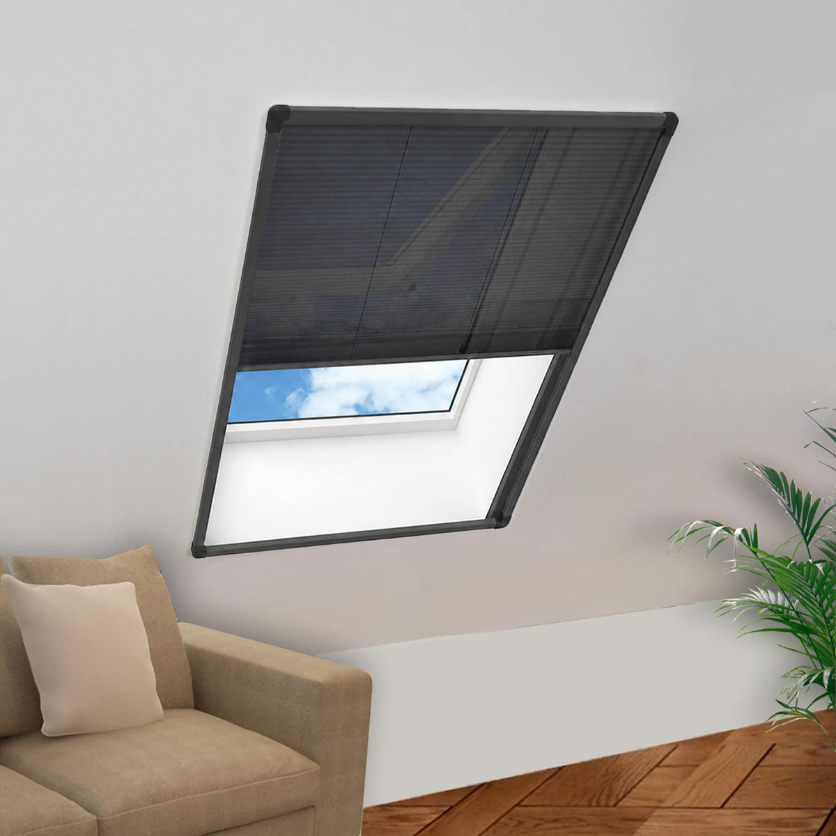 Vidaxl raamhor plissé 80x160 cm aluminium antraciet