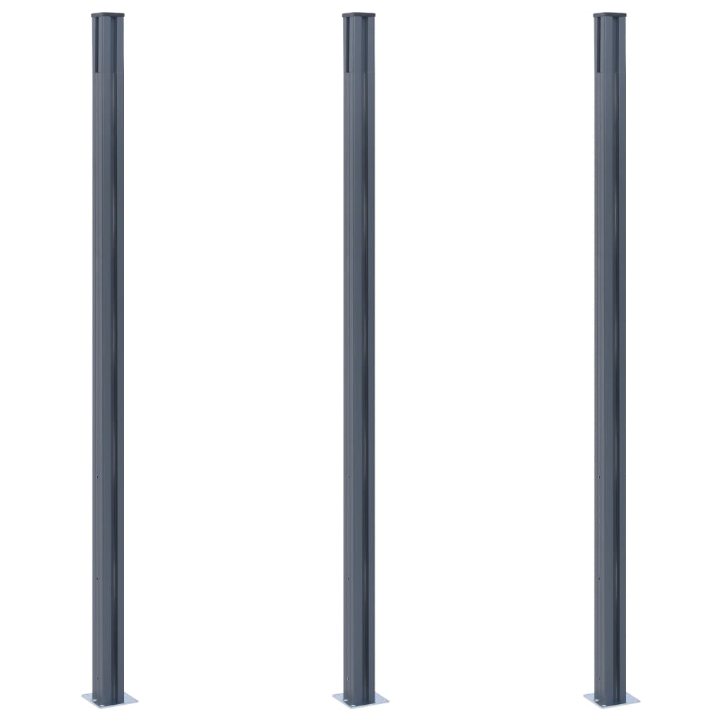 Vidaxl Zaunpfosten 3 Stück 185 cm Aluminium dunkelgrau