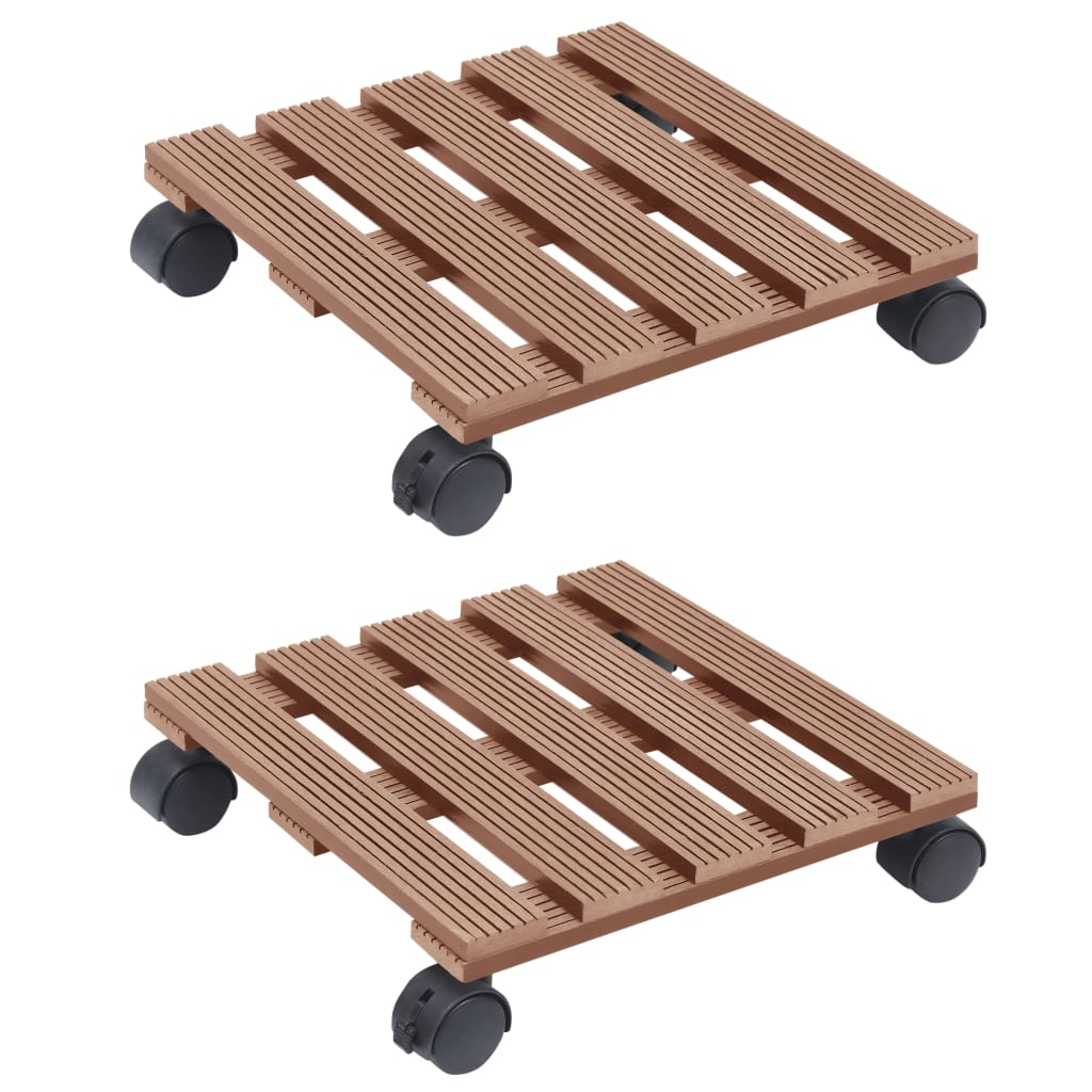 VidaXL Pflanzenwagen, 2 Stück, 30 x 30 x 7,5 cm, HKC-braun