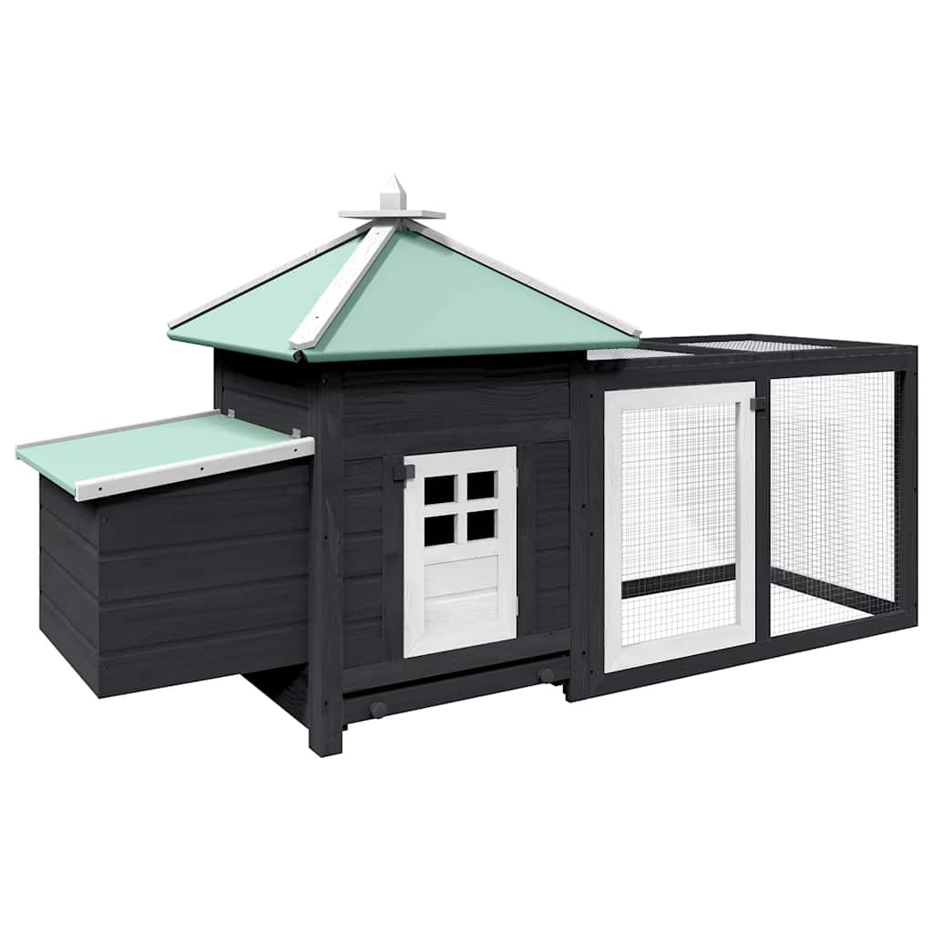 Vidaxl kippenhok met nestkast 190x72x102 massief vurenhout grijs