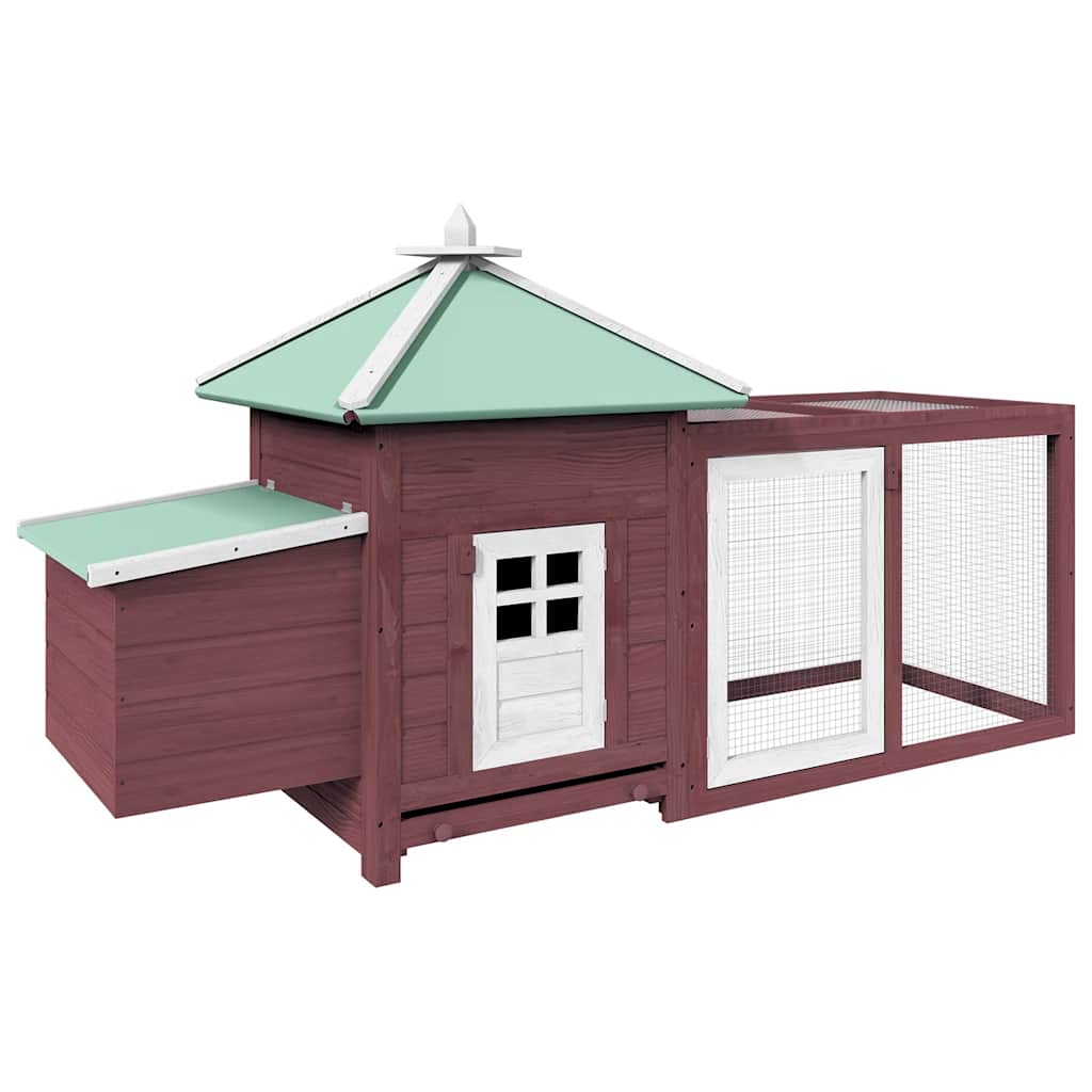 Vidaxl kippenhok met nestkast 190x72x102 massief vurenhout mokkakleur