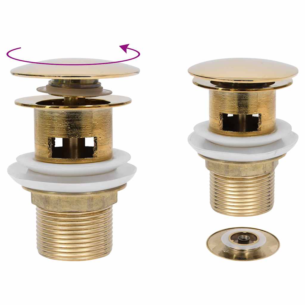 Vidaxl afvoer pop-up met overloop 6,4x6,4x9,1 cm goudkleurig
