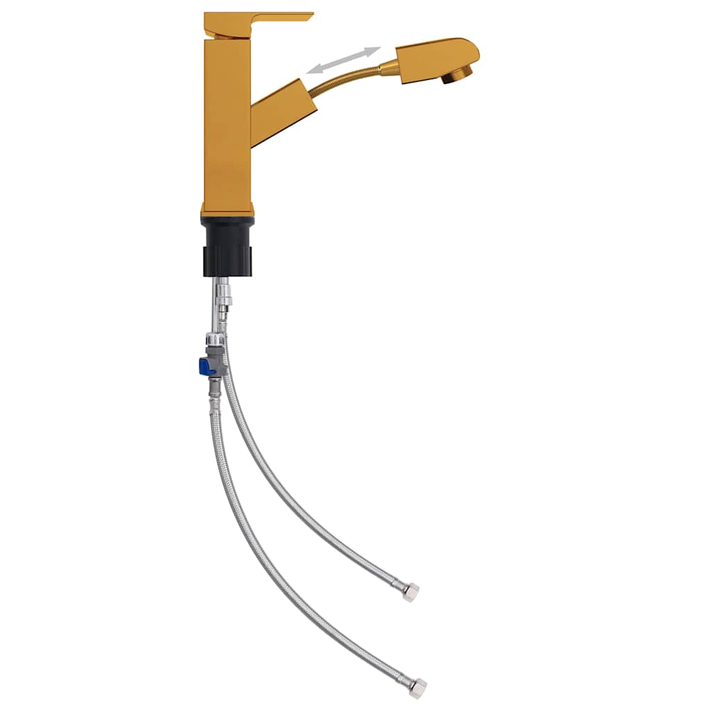 VidaXL Waschtischarmatur mit Ausziehfunktion, 157 x 172 mm, goldfarben