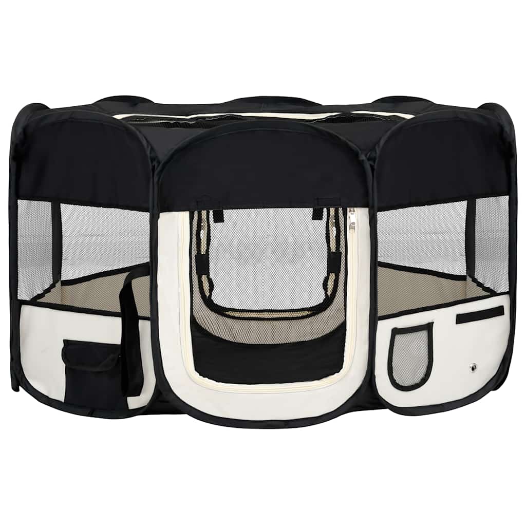VidaXL Faltbarer Hundeauslauf mit Tragetasche 145x145x61 cm Schwarz