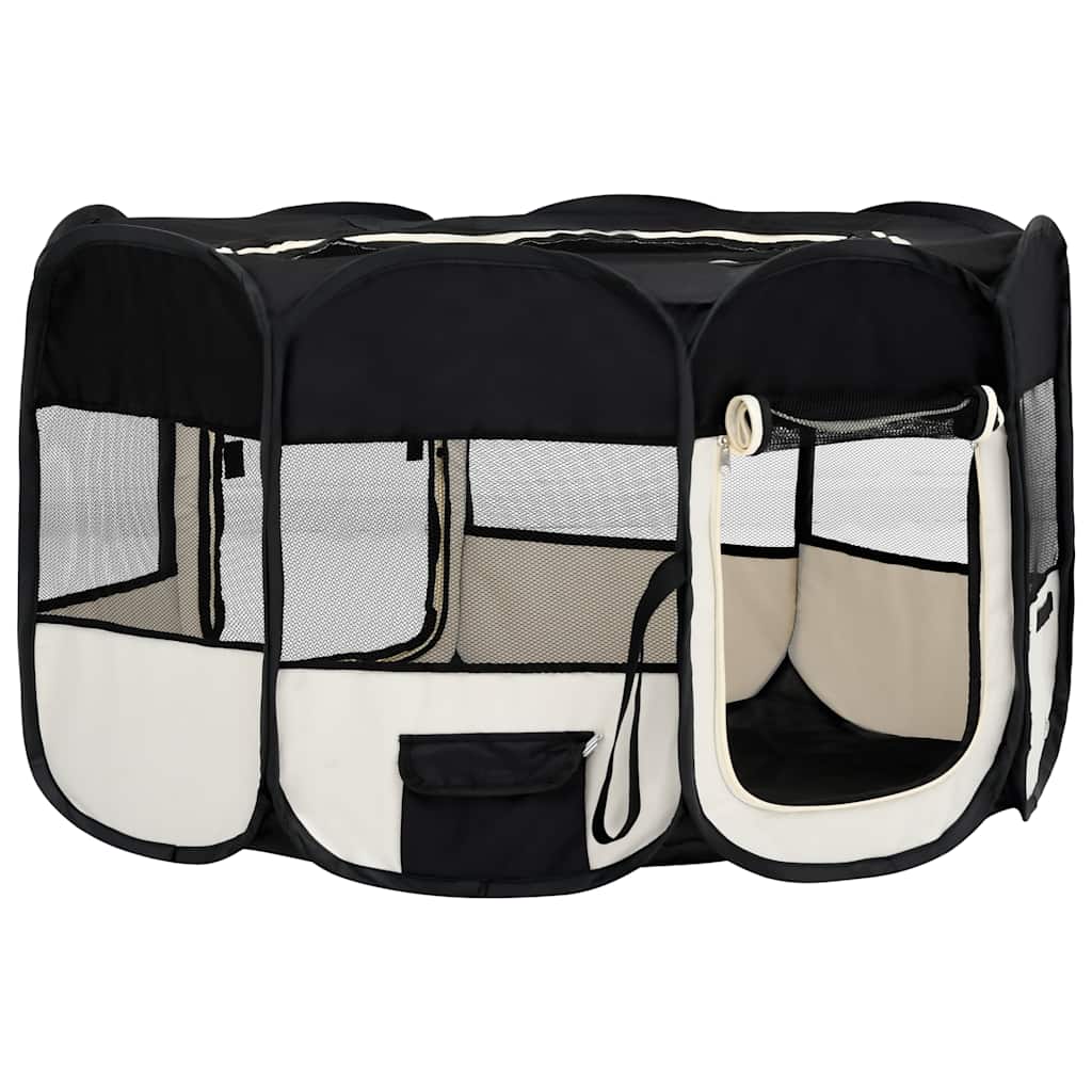 VidaXL Faltbarer Hundeauslauf mit Tragetasche 145x145x61 cm Schwarz