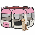 VidaXL Faltbarer Hundeauslauf mit Tragetasche 110x110x58 cm Rosa