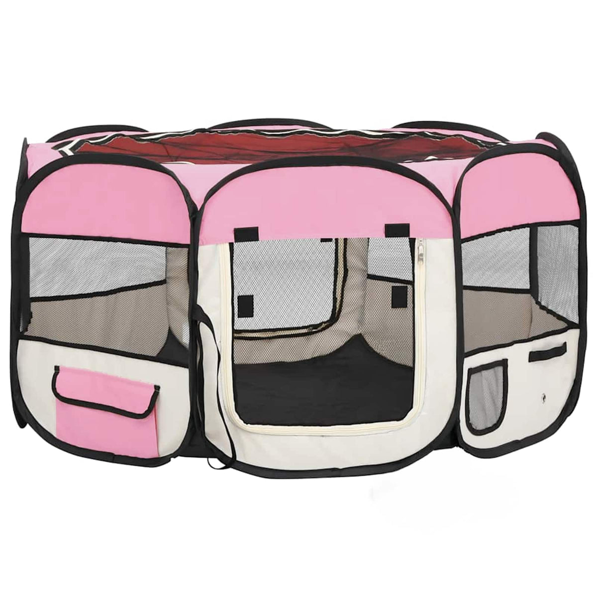 VidaXL Faltbarer Hundeauslauf mit Tragetasche 125x125x61 cm Rosa